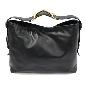 Beatrice Medium Hobo Shoulder Bag In Black Soft Smooth Leather With Gold-tone